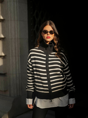 Striped knit coat