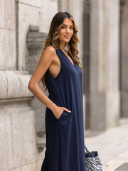 Vestido fluido decote V