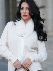 Cardigã com Gola de Pelo removivel