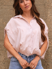 Camisa Ampla com Elástico na Cintura