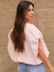 Camisa Ampla com Elástico na Cintura