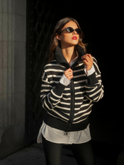 Striped knit coat