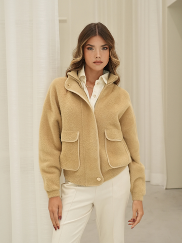 Casaco Textura Soft com Bolsos SPACCIO
