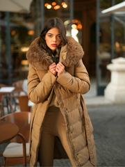 Padded anorak with removable fur hood