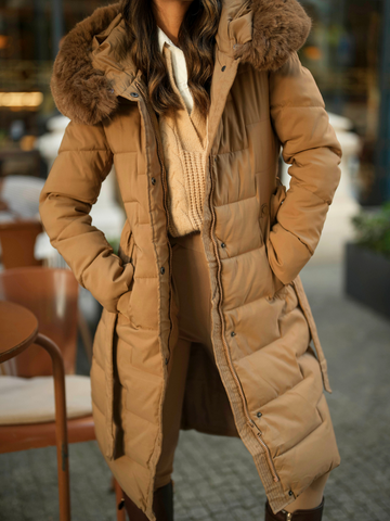 Padded anorak with removable fur hood