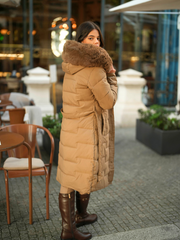 Padded anorak with removable fur hood