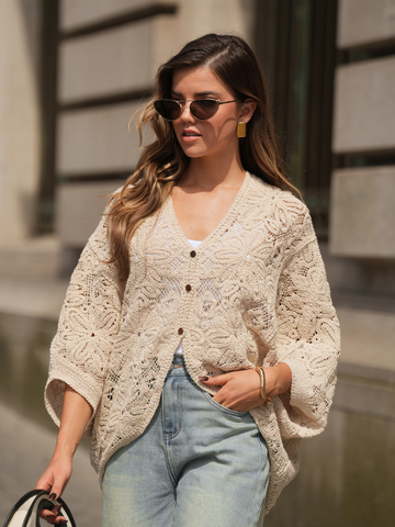 Cardigan croché assimétrico
