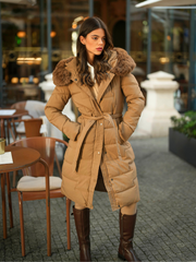 Padded anorak with removable fur hood