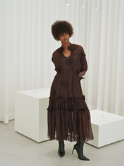 Vestido Longo Texturado com Flores 3D | Spaccio by Cristina