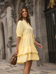 Vestido Curto  Folhos
