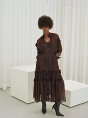 Vestido Longo Texturado com Flores 3D | Spaccio by Cristina