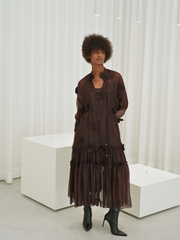 Vestido Longo Texturado com Flores 3D | Spaccio by Cristina