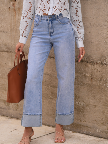 Jeans retos bainha desdobravel