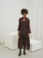 Vestido Longo Texturado com Flores 3D | Spaccio by Cristina