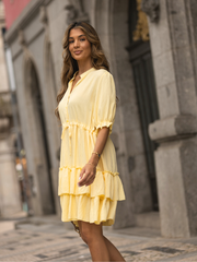 Vestido Curto  Folhos