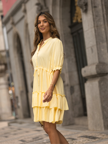 Vestido Curto  Folhos