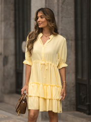 Vestido Curto  Folhos