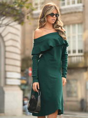 Vestido midi de malla con escote Bardot | Spaccio de Cristina