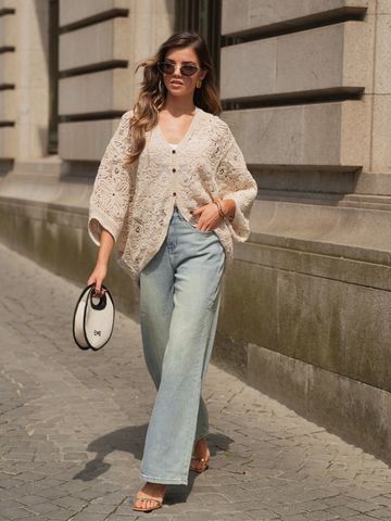 Cardigan croché assimétrico