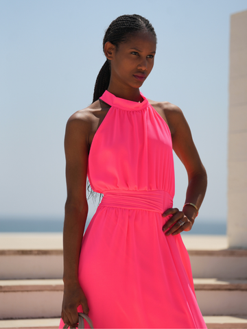 Vestido Fluido Gola Halter