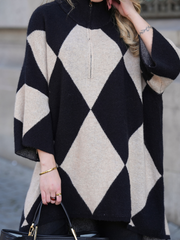 Poncho oversize Argyle com Fecho
