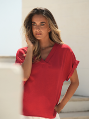 Blusa fluida decote V