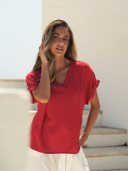 Blusa fluida decote V