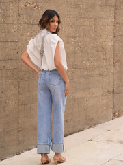 Jeans retos bainha desdobravel