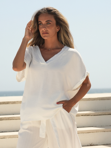 Blusa fluida decote V
