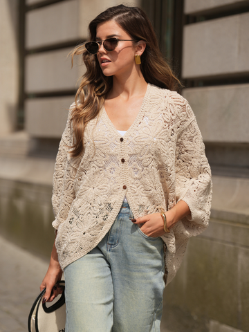 Cardigan croché assimétrico