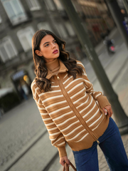 Striped knit coat