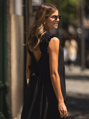 Vestido longo pormenor laço