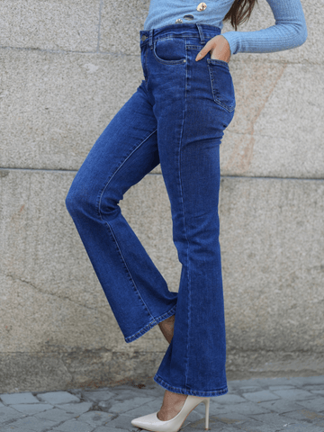 Jeans estilo flare cintura subida - Spaccio.pt