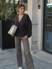 Jeans Wide Leg Ganga Castanha
