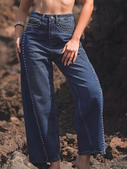 Jeans Wide Leg com Tachas blue | Spaccio by Cristina