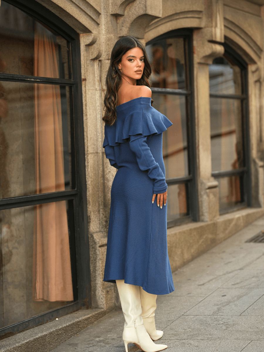 Vestido midi malha Bardot | Spaccio by Cristina - Spaccio.pt